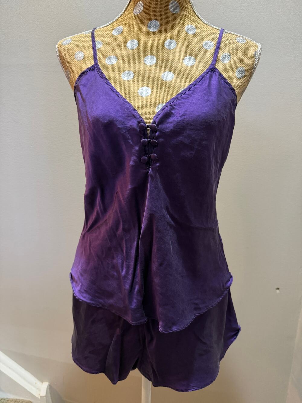 VTG Victoria's Secret Gold Label Purple Silk Cami Shorts Set